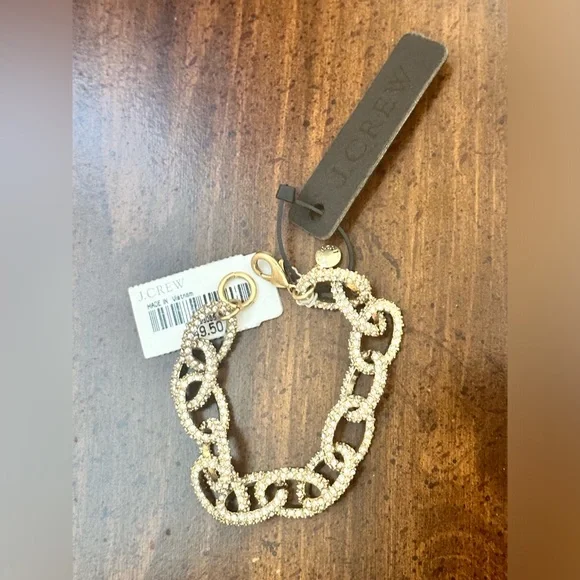 J Crew gold and crystal chain link bracelet - Picture 7 of 8